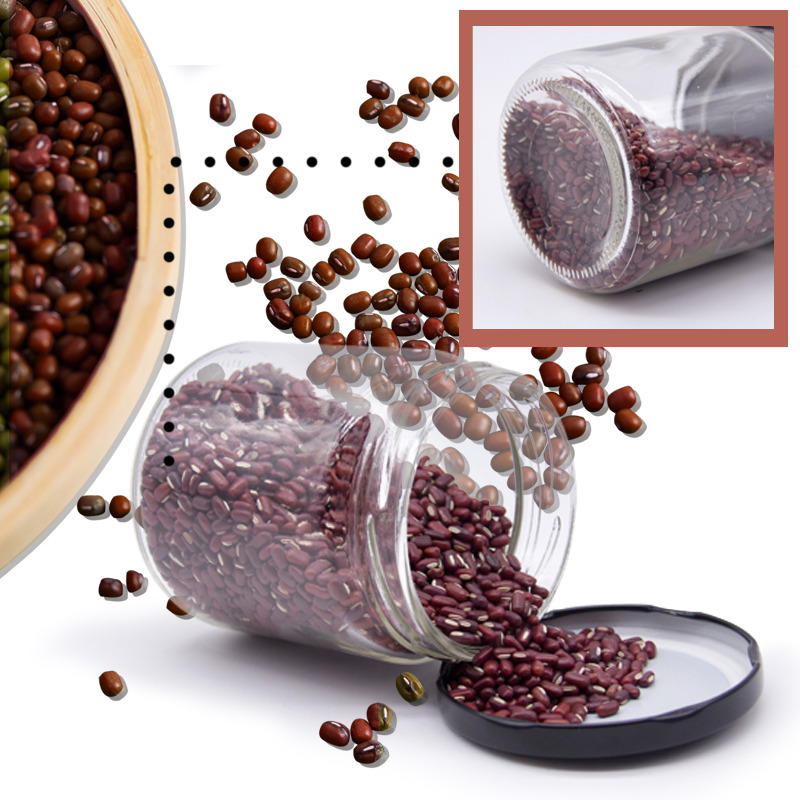 China Made 450ml Glass Storage Container with Black Lid Glass Kitchenware