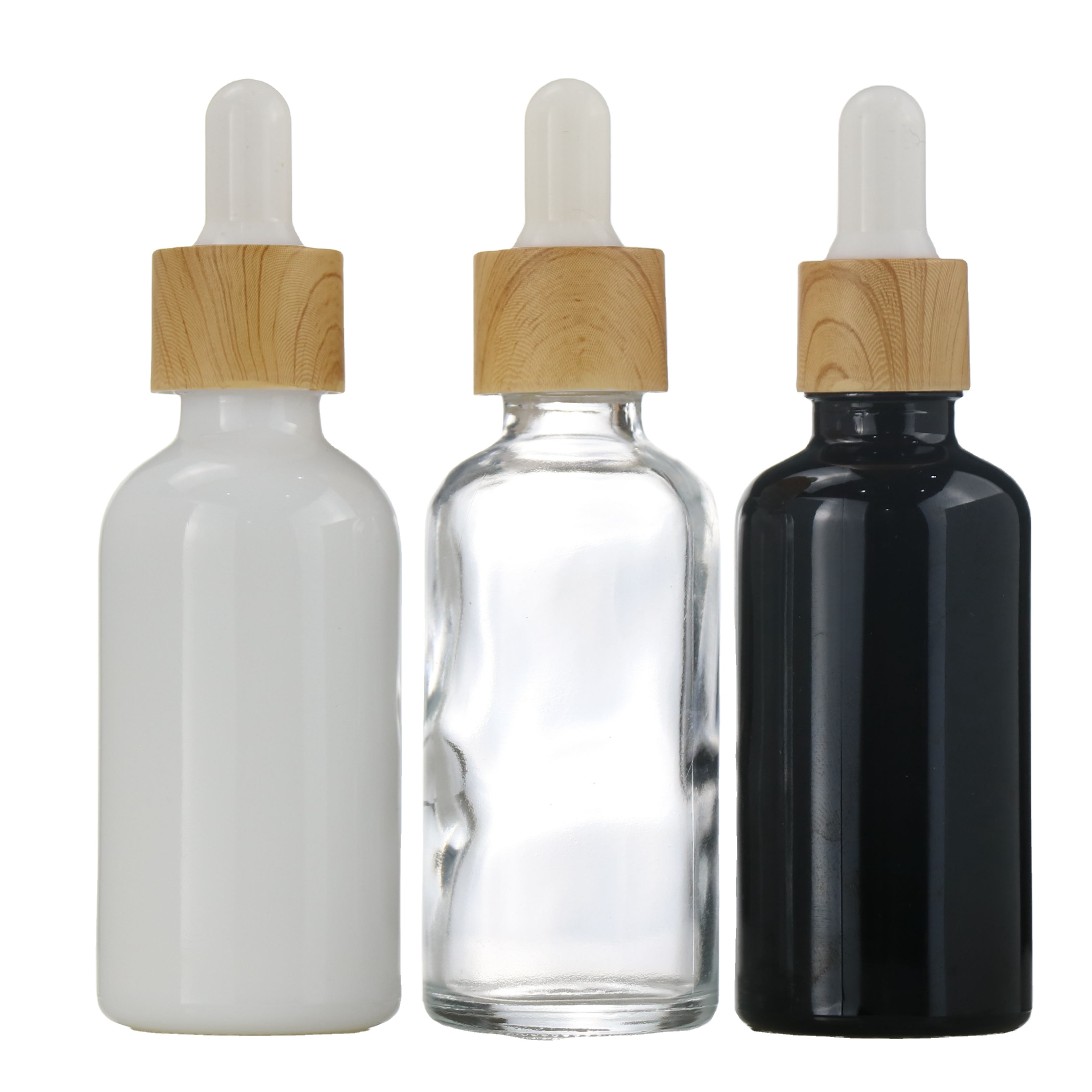 China Made frosted bamboo cap white glass bottles and glass jars cosmetic packaging sets 20ml 30ml 50ml 100ml 120ml