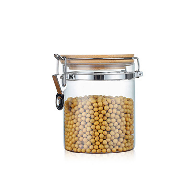 China Manufacture Eco-friendly Airtight Clip Borosilicate Glass Jar Storage with Lid