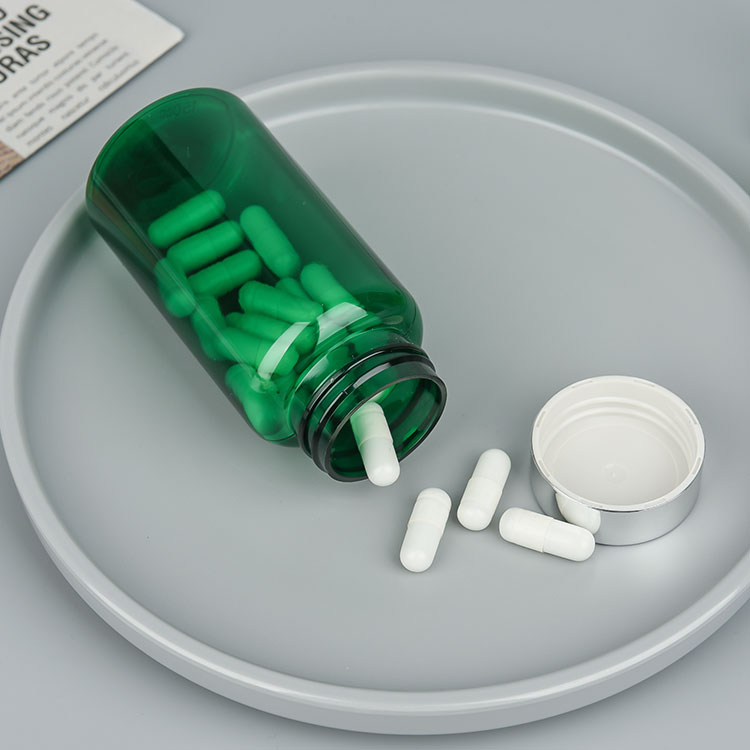 China Manufacturer 200ml 250ml 300ml Wide Mouth Green Medicine Bottle Pill Capsule Container With Child-resistant Cap