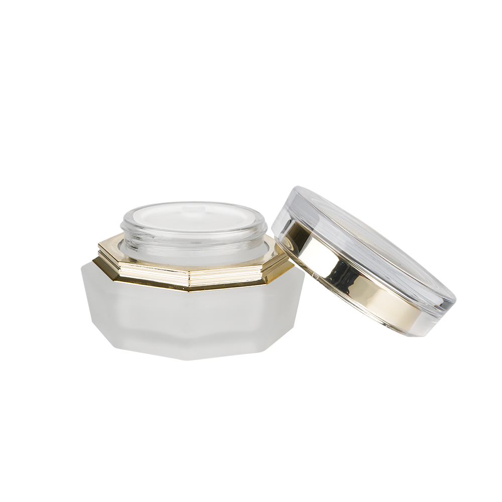 China Manufacturer 30ml 50ml Empty Custom Logo Design Gold Glass Skin Cream Jar