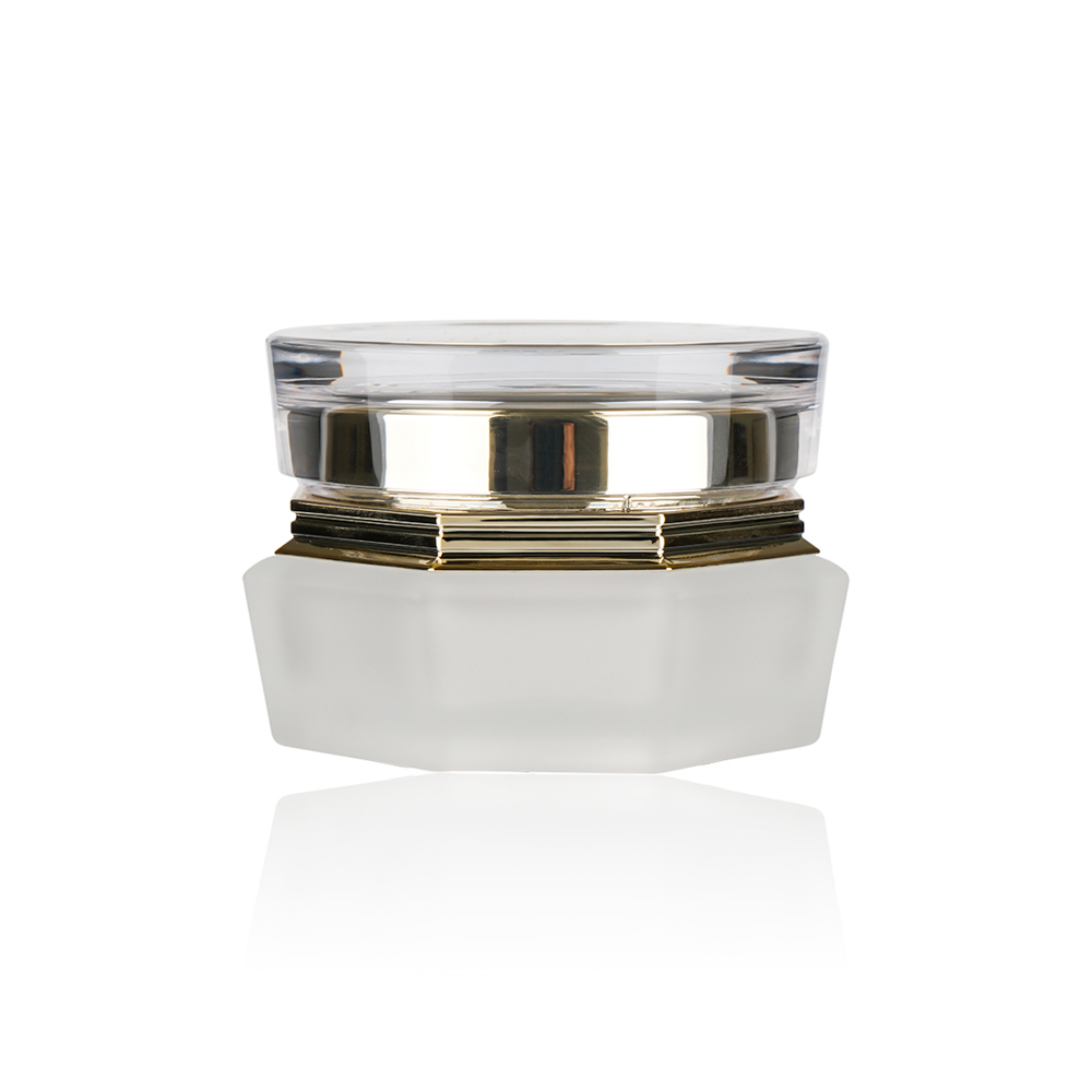China Manufacturer 30ml 50ml Empty Custom Logo Design Gold Glass Skin Cream Jar