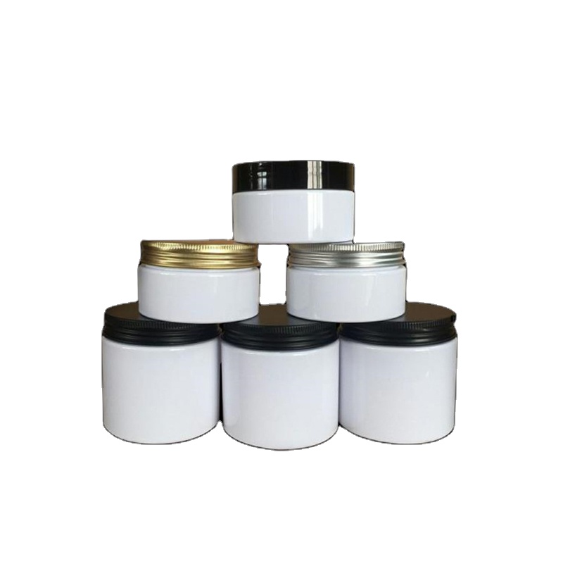 China Manufacturer Cosmetic Transparent Plastic White 8oz Plastic Jars with Aluminium lid 150ml