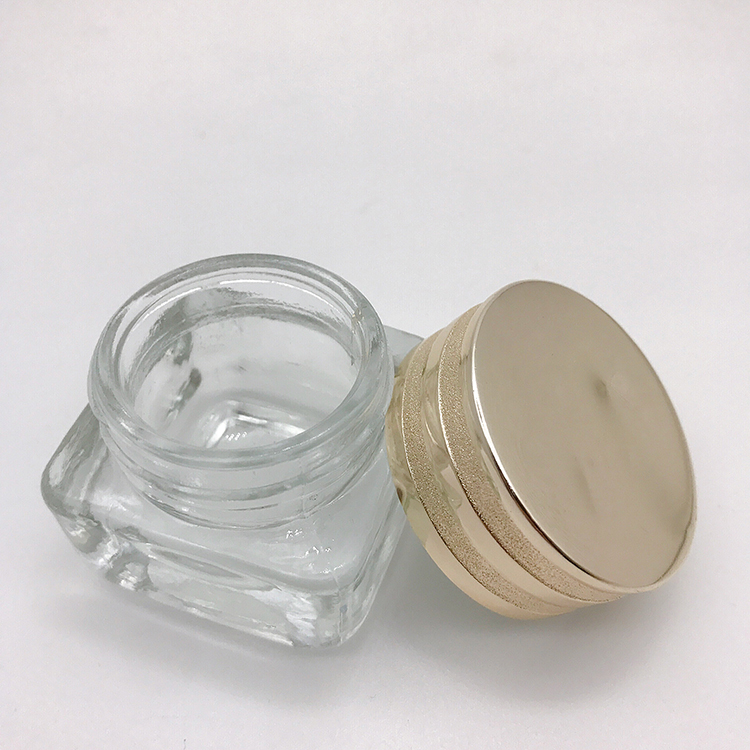 China Manufacturer Glass Jar Square Double Layer Cream Jar Transparent Emulsion Jar