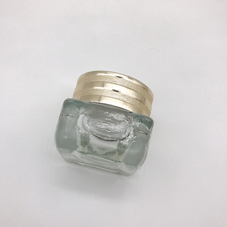 China Manufacturer Glass Jar Square Double Layer Cream Jar Transparent Emulsion Jar