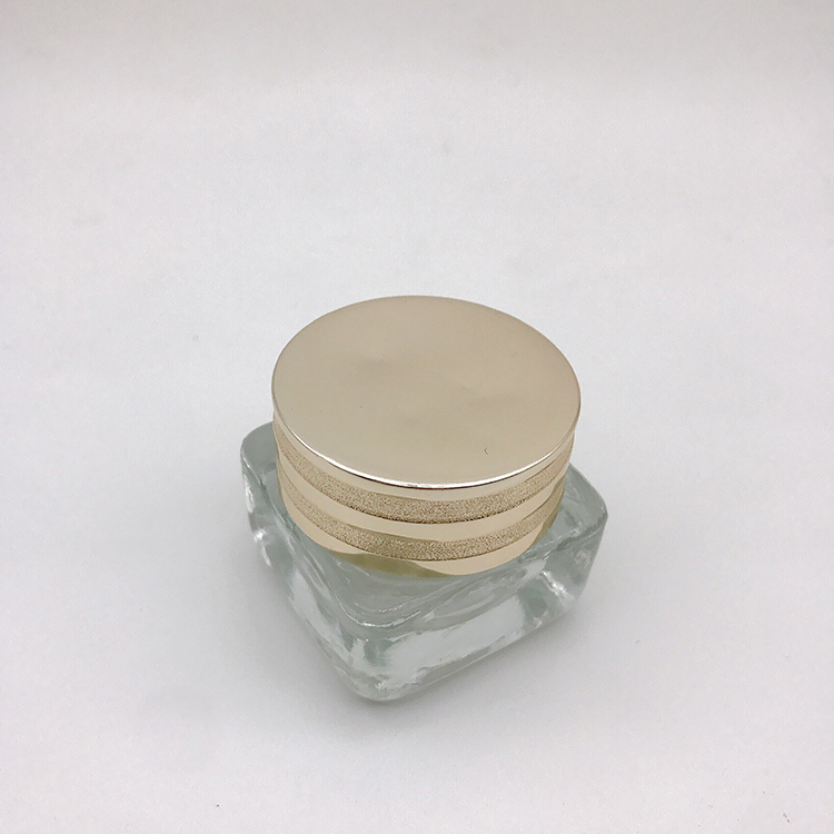 China Manufacturer Glass Jar Square Double Layer Cream Jar Transparent Emulsion Jar