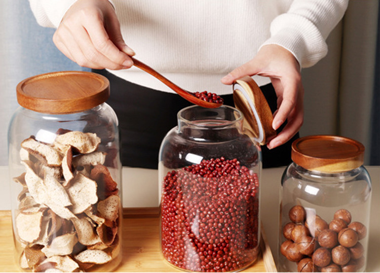 China Manufacturer Large 1L 1.5L 2L 3L Airtight Kitchen Glass Jar Storage Jar