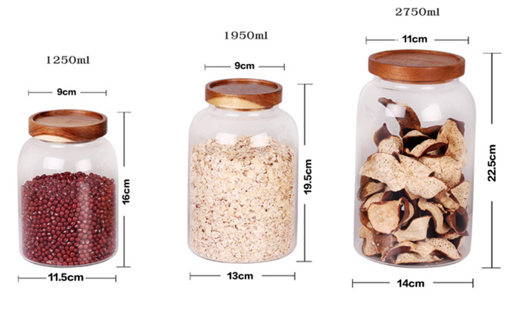 China Manufacturer Large 1L 1.5L 2L 3L Airtight Kitchen Glass Jar Storage Jar