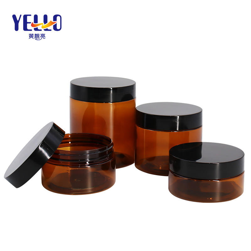 China Manufacturer Skincare Packaging Amber PET Plastic Cosmetic Cream Jar 60ml 100ml 150ml 250ml