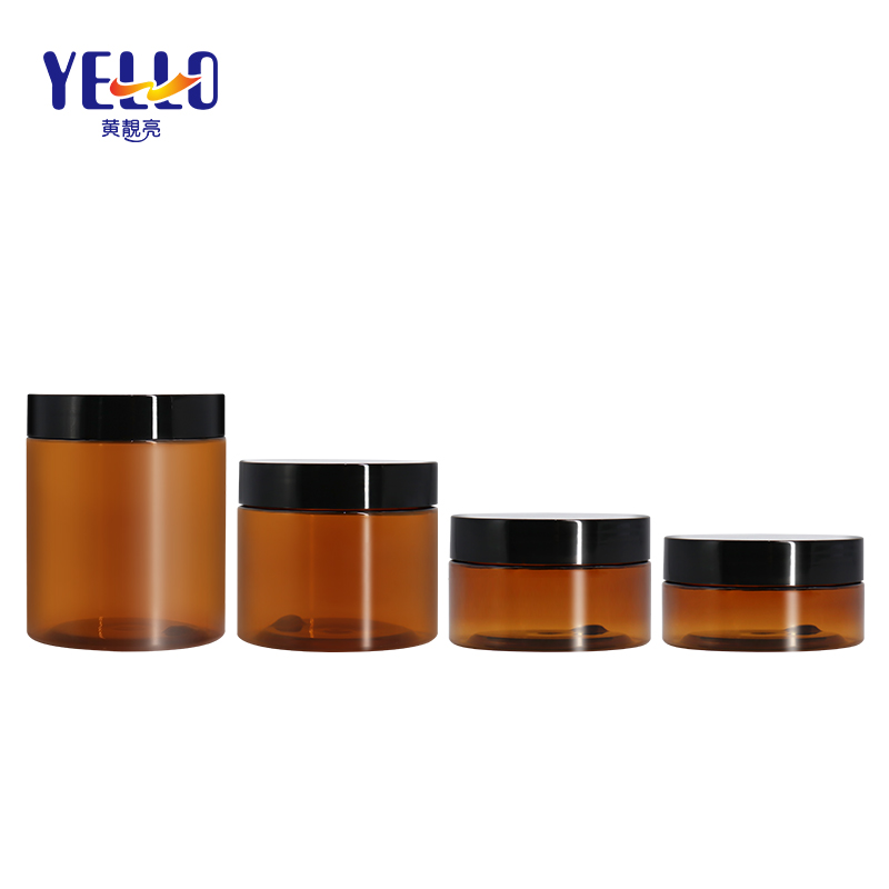 China Manufacturer Skincare Packaging Amber PET Plastic Cosmetic Cream Jar 60ml 100ml 150ml 250ml