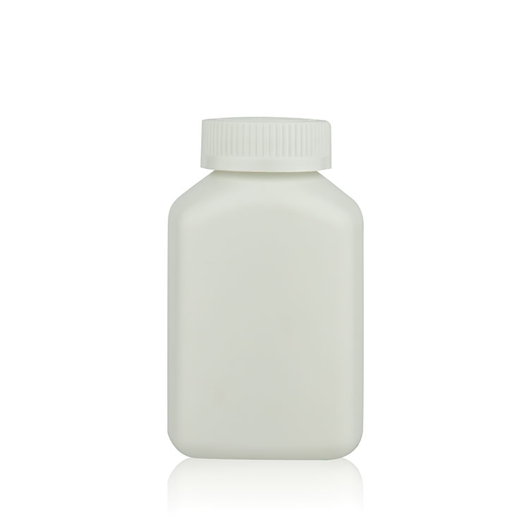 China Manufacturer Wide Mouth White 200cc 300cc Square PET Pill Bottle Capsule Container With Child-resistant Cap