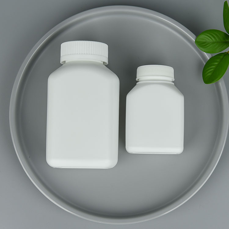 China Manufacturer Wide Mouth White 200cc 300cc Square PET Pill Bottle Capsule Container With Child-resistant Cap