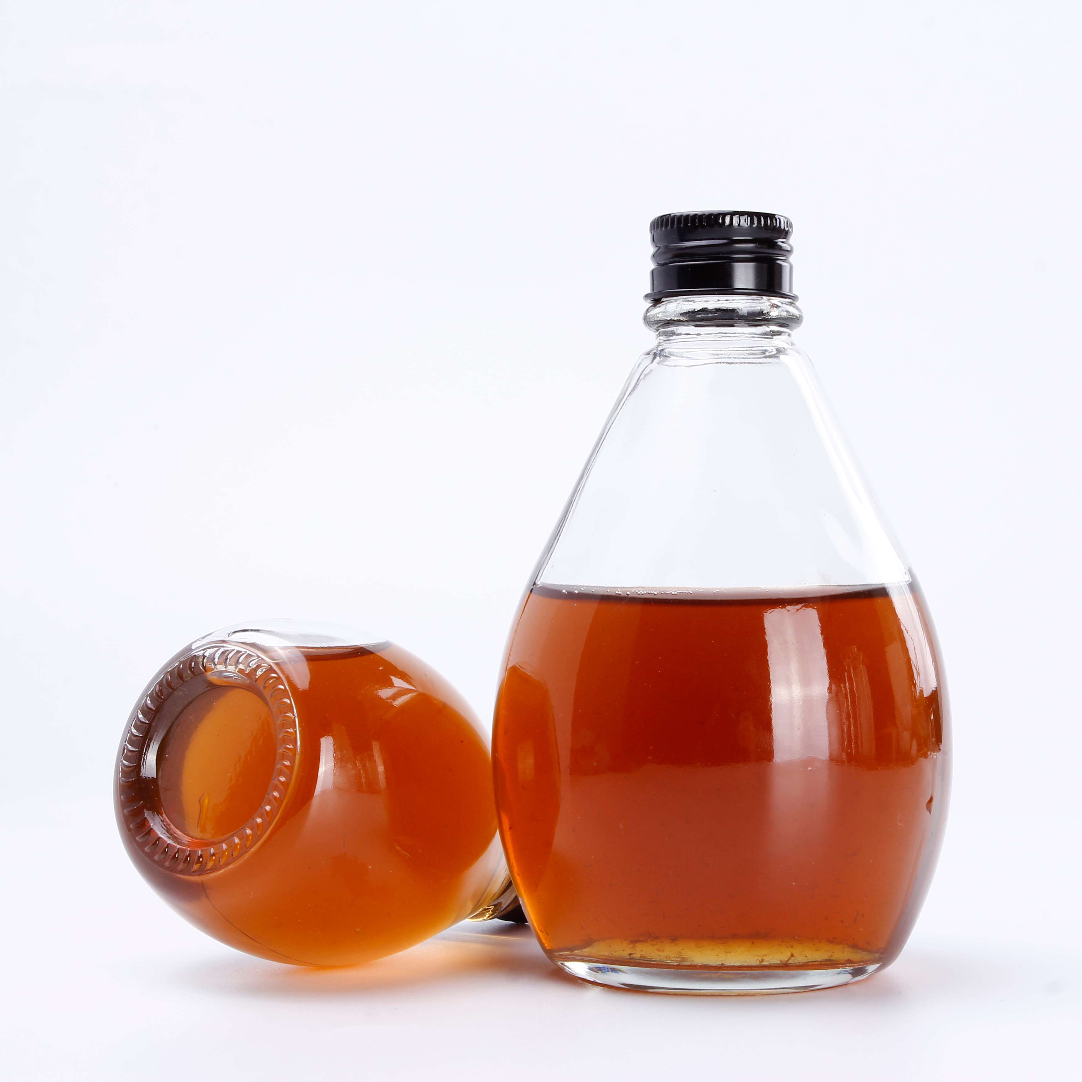 China Manufacturers Sales Clear 350ml Glass Juice Bottles Glass Bottle for Honey
