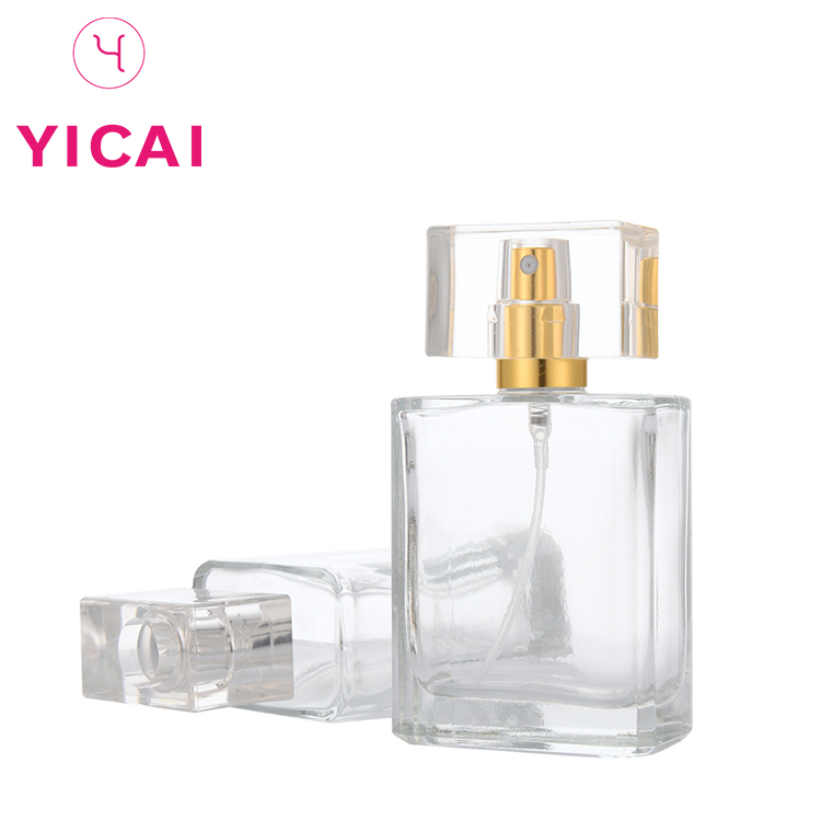 China Products Factory Price Custom Made Cosmetic Packaging 50ml Square Glass Spray Perfume Bottle