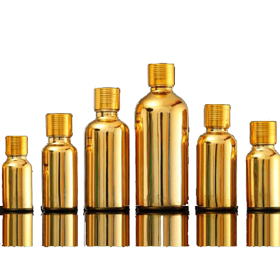 China Supplier 10ml 15ml 20ml 25ml 30ml 50ml 100ml Electroplate Gold Color Essential Oil Perfume Spray Glass Bottle