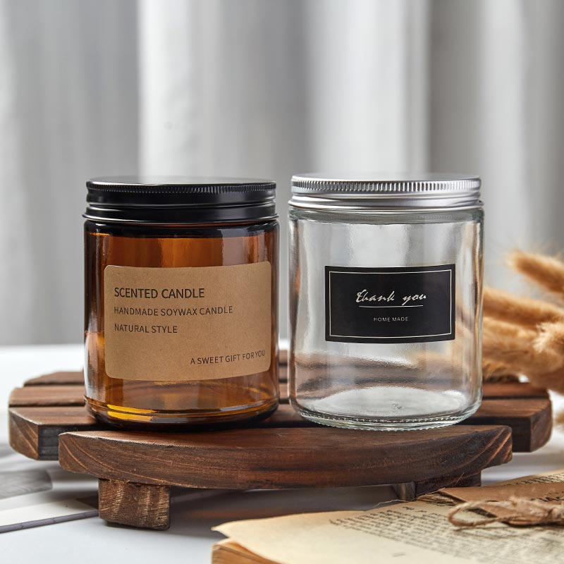 China Supplier 16 oz Straight-sided Glass Jars With White Metal Lid