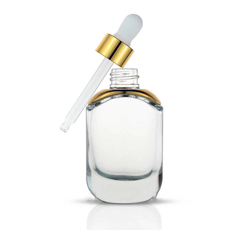 China Supplier 30ML 50ML Customized Color Clear Glass Dropper Essential Oil Bottle with Aluminum CAP