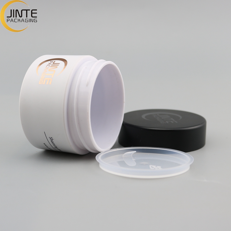 China Supplier 50ml PETG Thick Walled Container Scrub White body jar with black lids for skin care luxury jar