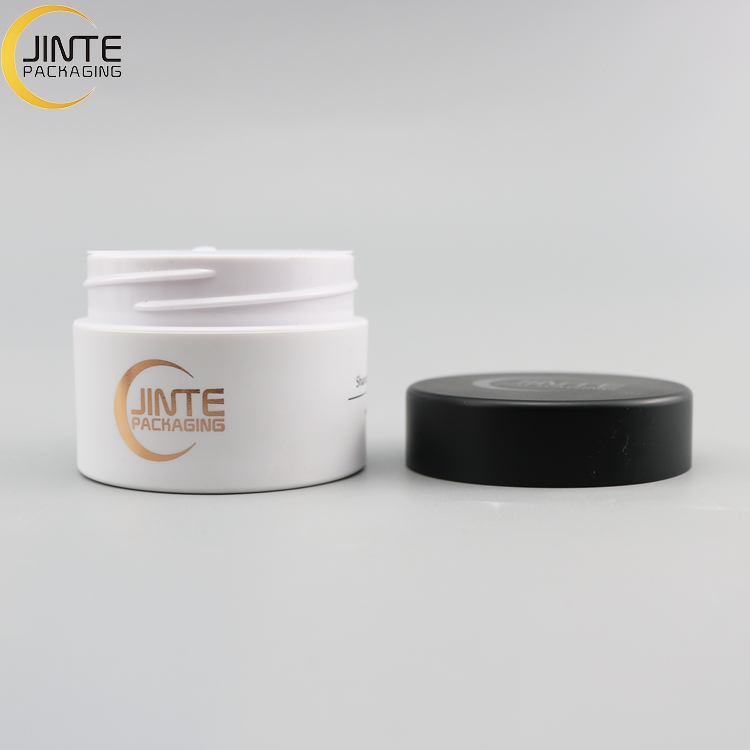 China Supplier 50ml PETG Thick Walled Container Scrub White body jar with black lids for skin care luxury jar