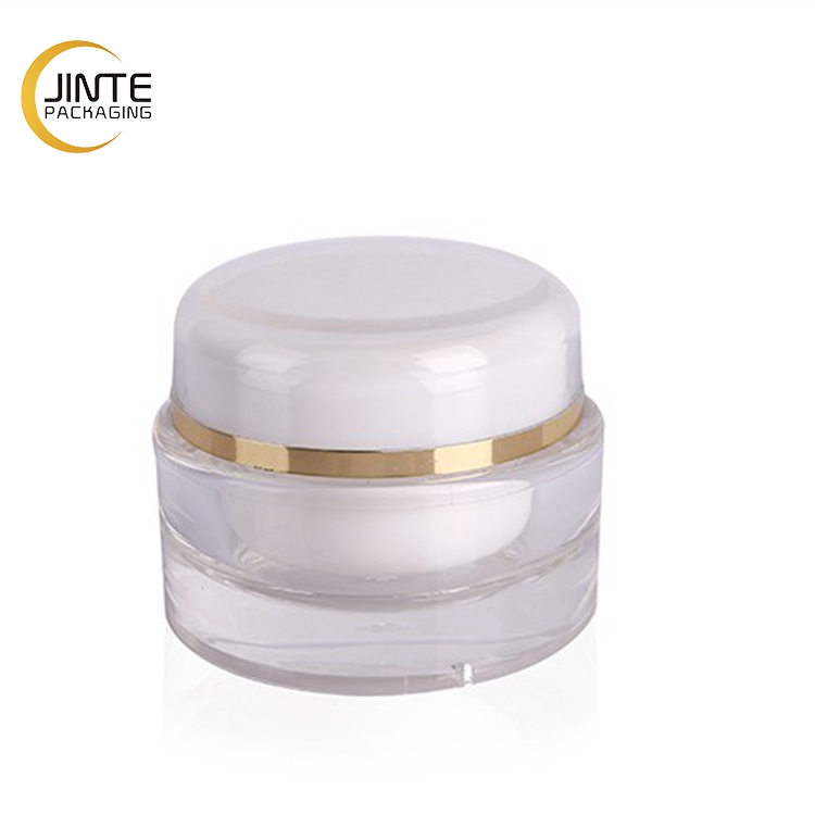 China Supplier Cheap 200ml Gold Line Plastic Packaging Containers Double Wall Acrylic Cream Jar