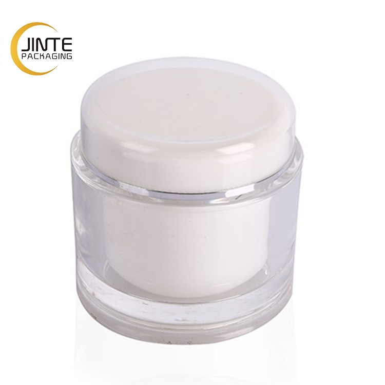 China Supplier Cheap 200ml Gold Line Plastic Packaging Containers Double Wall Acrylic Cream Jar