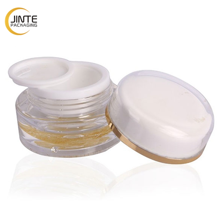 China Supplier Cheap 200ml Gold Line Plastic Packaging Containers Double Wall Acrylic Cream Jar