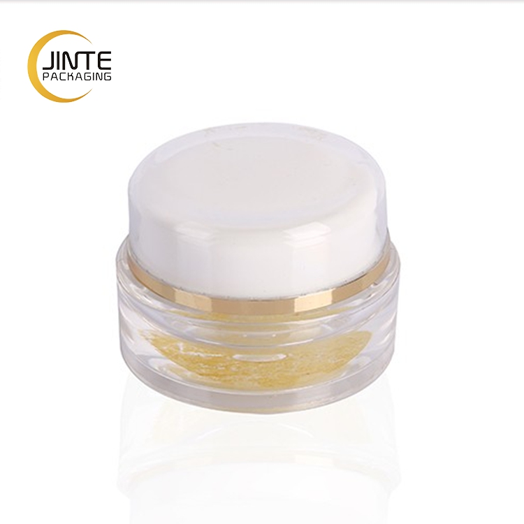 China Supplier Cheap 200ml Gold Line Plastic Packaging Containers Double Wall Acrylic Cream Jar