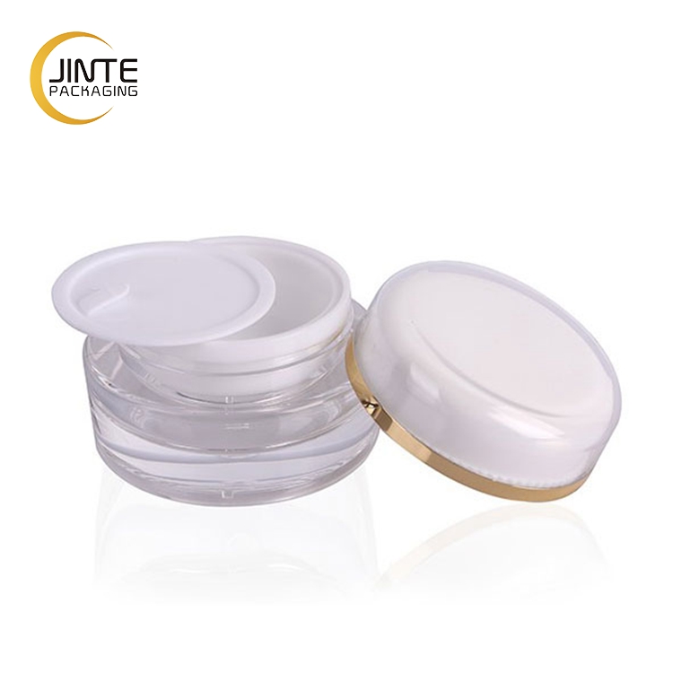 China Supplier Cheap 200ml Gold Line Plastic Packaging Containers Double Wall Acrylic Cream Jar