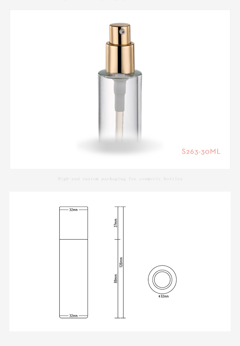 China Supplier OEM foundation packaging 30ml lotion pump glass bottle
