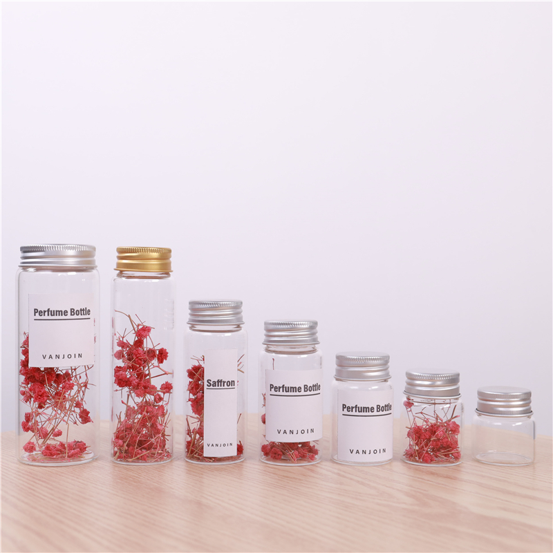China Supplier Round Glass Test Tubes With Screw Metal Top For Beads Storage Glass Container