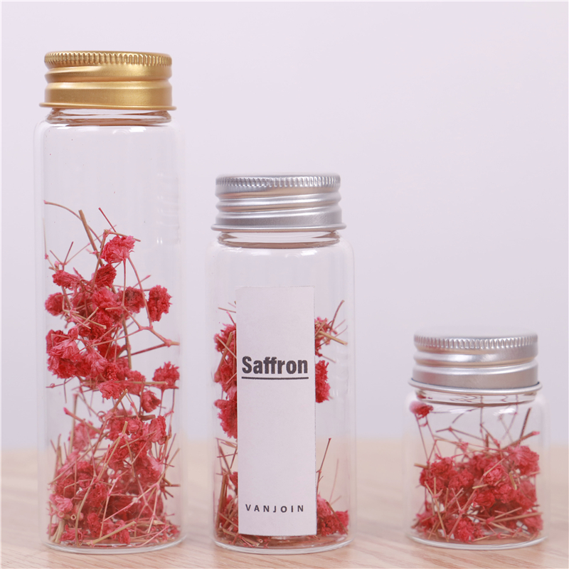 China Supplier Round Glass Test Tubes With Screw Metal Top For Beads Storage Glass Container