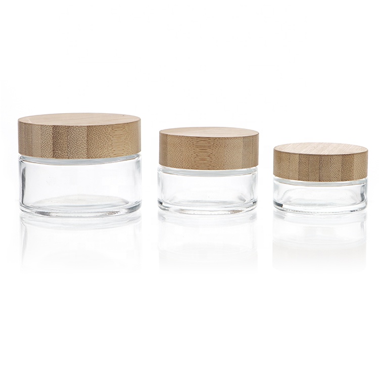 China Supplier Skin Care 30g Cream Jar Glass Bamboo Cosmetic Jars