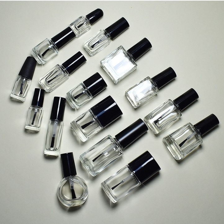 China Supplier Wholesale Private Label Customized Luxury Fancy Clear Crystal Empty Nail Varnish Polish Glass Bottle With Brushes