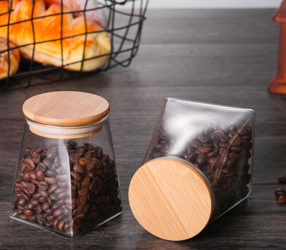 China Supplier glass candle jar with lid, glass jar wooden lid