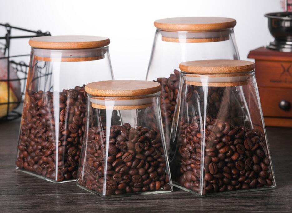 China Supplier glass candle jar with lid, glass jar wooden lid