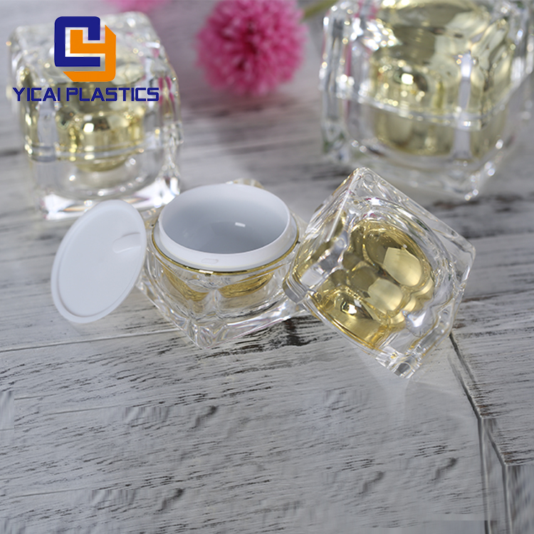 China Supplier shape plastic container 50g gold acrylic cream jars
