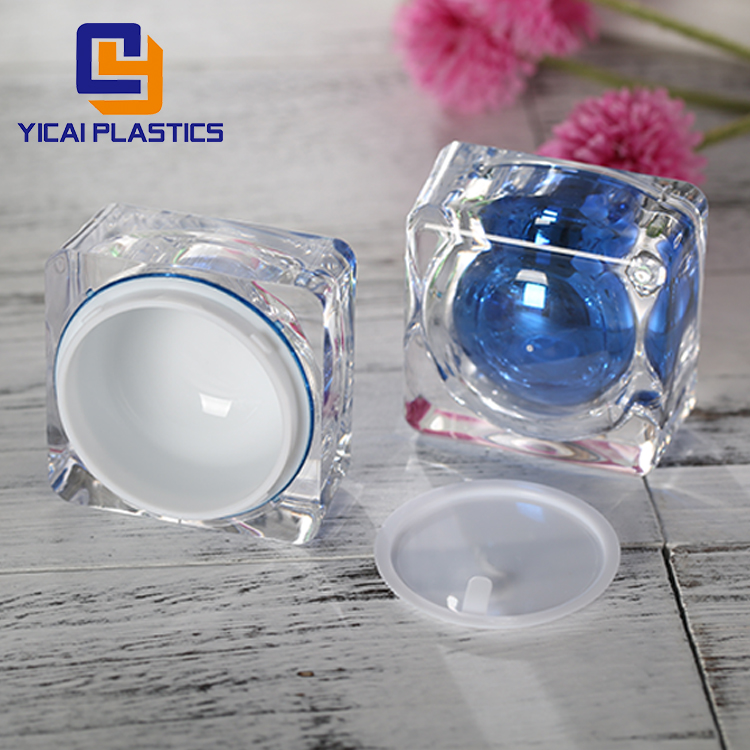 China Supplier shape plastic container 50g gold acrylic cream jars