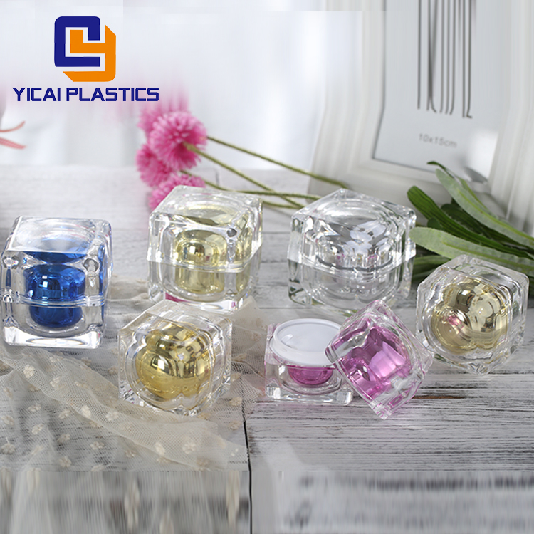 China Supplier shape plastic container 50g gold acrylic cream jars