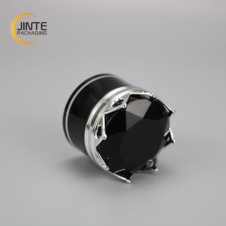 China Suppliers Cosmetic Packaging Small Containers 10g Black Acrylic Cream Jar with Crown Cap