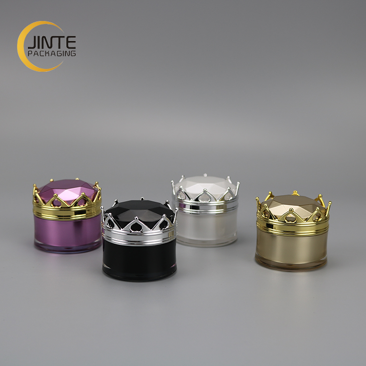 China Suppliers Cosmetic Packaging Small Containers 10g Black Acrylic Cream Jar with Crown Cap