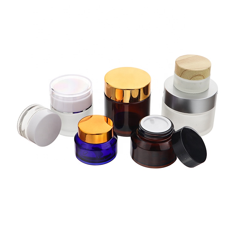China Wholesale 10g 15g 30g 50g Round Glass Cosmetic Containers Cream jars