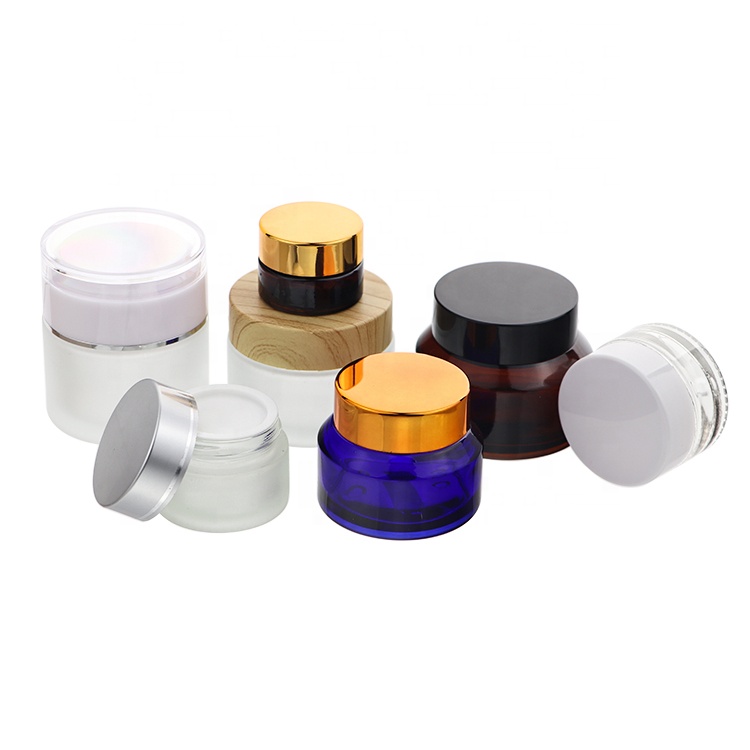 China Wholesale 10g 15g 30g 50g Round Glass Cosmetic Containers Cream jars