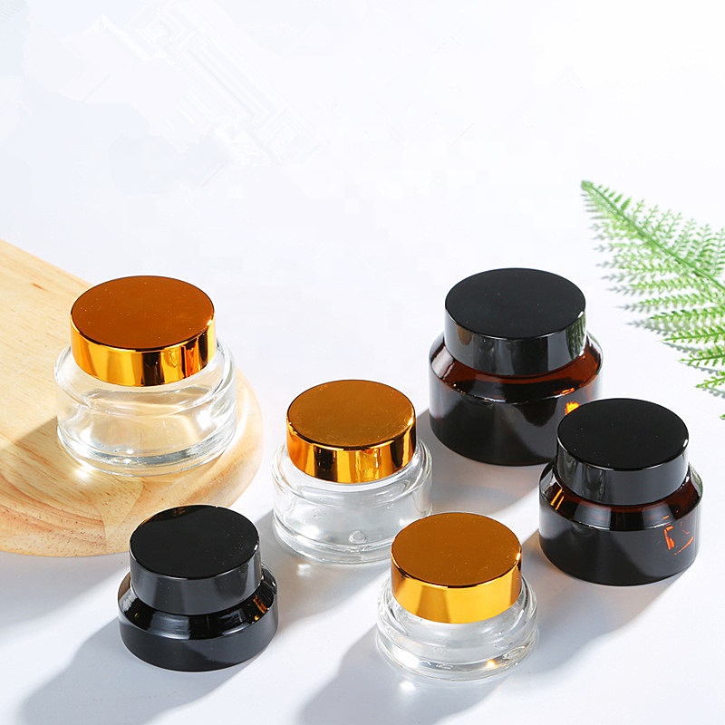 China Wholesale 15g 30g 50g Glass Jars Slant Shoulder Containers Amber Glass Bottles Scrub Cream jar