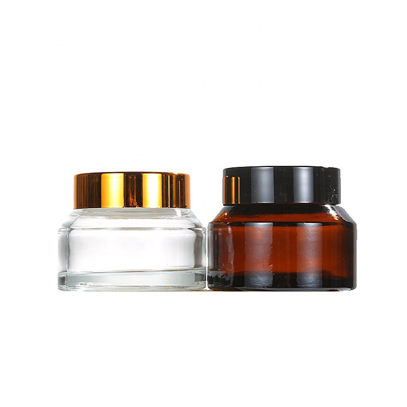 China Wholesale 15g 30g 50g Glass Jars Slant Shoulder Containers Amber Glass Bottles Scrub Cream jar