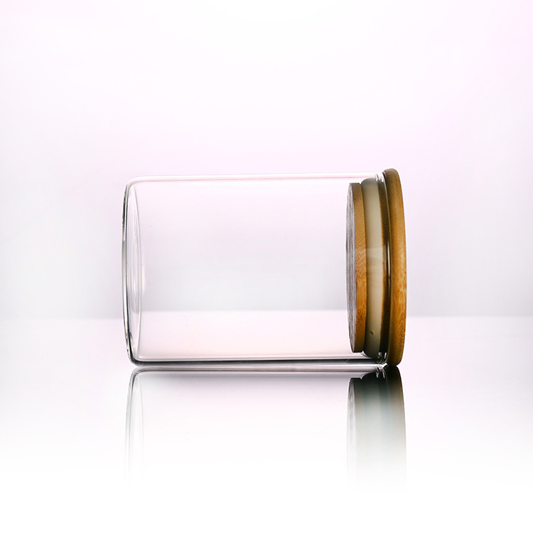 China Wholesale 200Ml 1000Ml Airtight Glass Jar Clear Glass Candle Jar With Bamboo Lid