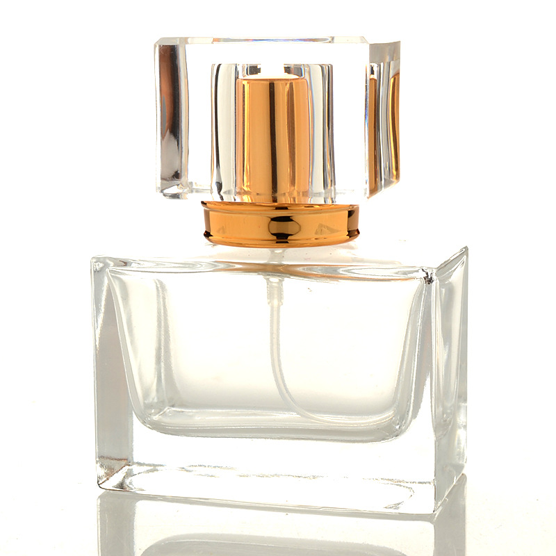 China Wholesale Custom Retangular Women Clear Glass Empty Refillable 30ml Square Luxury Glass Perfume Bottle