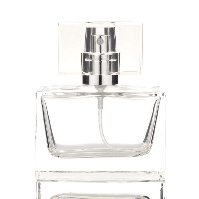 China Wholesale Custom Retangular Women Clear Glass Empty Refillable 30ml Square Luxury Glass Perfume Bottle