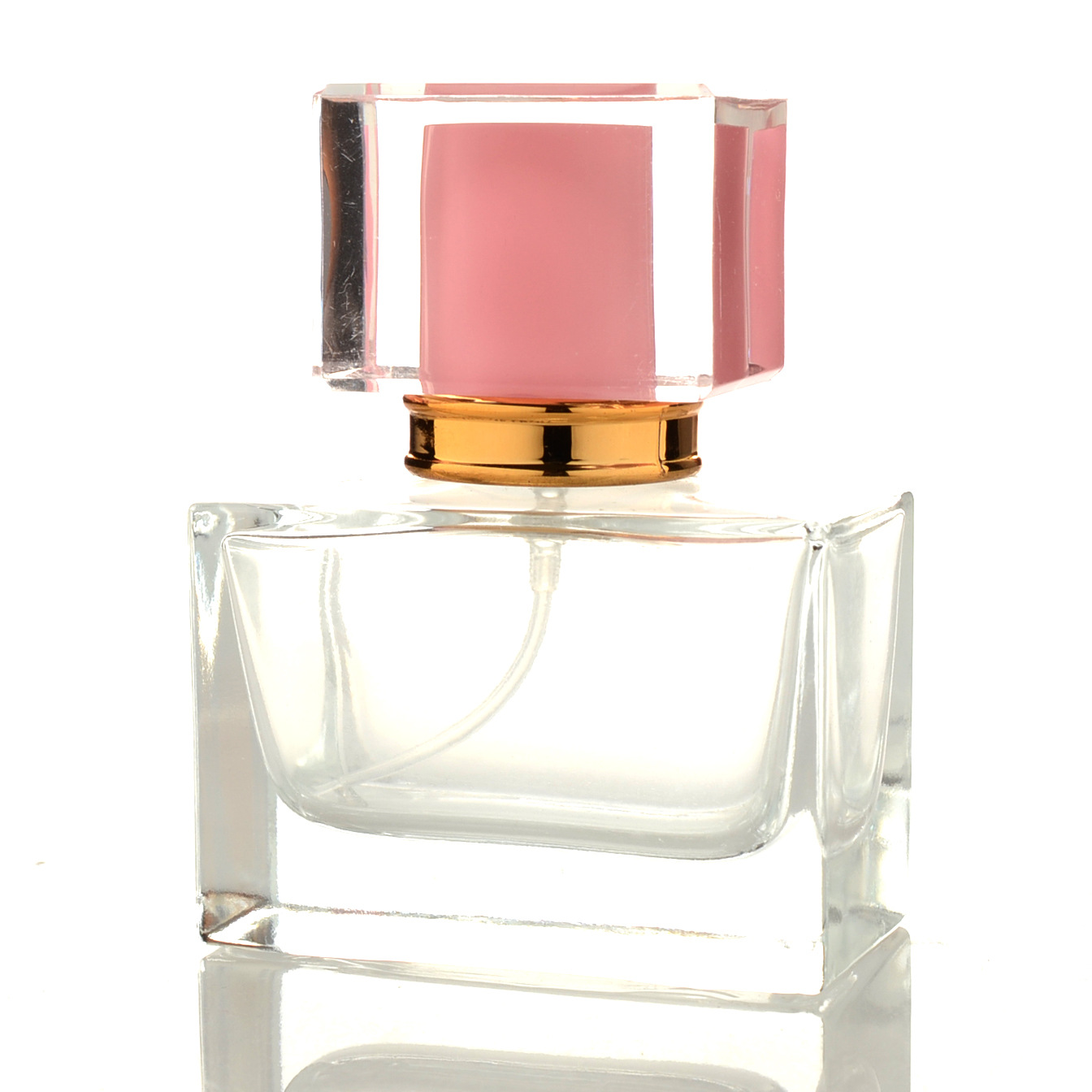 China Wholesale Custom Retangular Women Clear Glass Empty Refillable 30ml Square Luxury Glass Perfume Bottle