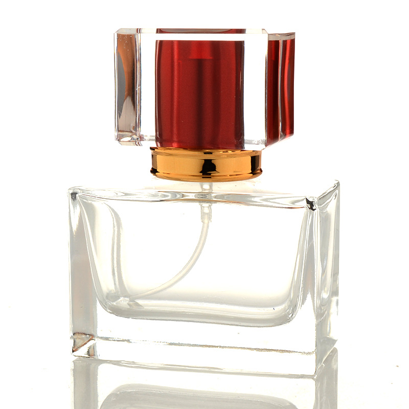 China Wholesale Custom Retangular Women Clear Glass Empty Refillable 30ml Square Luxury Glass Perfume Bottle