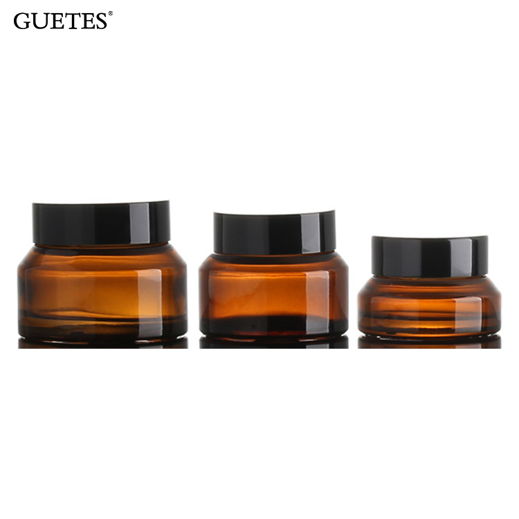 China Wholesale Glass Jars Slant Shoulder Containers Amber Glass Bottles